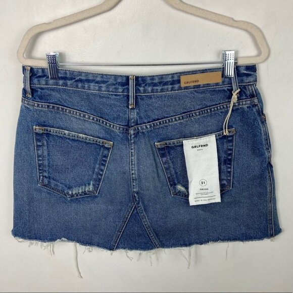 NWT GRLFRND Denim Eva A-Frame Gusset Mini Skirt Revolve Size 31 Boho Y2K NEW - Picture 4 of 7